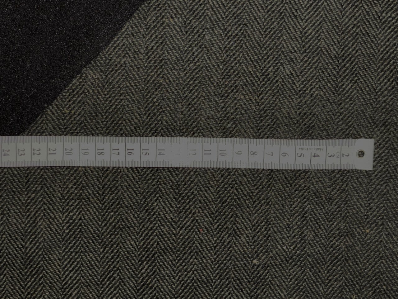 Wool Blended herringbone Cord Weave fabric fused with black light wool black and charcoal 147 cms wide [18398]