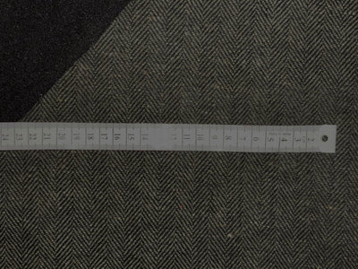 Wool Blended herringbone Cord Weave fabric fused with black light wool black and charcoal 147 cms wide [18398]
