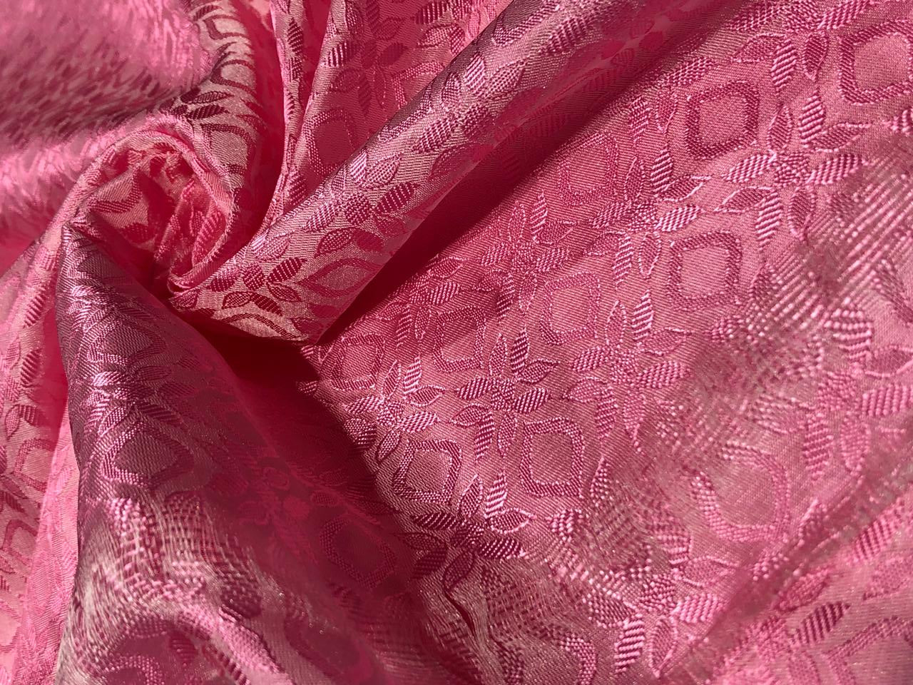 Silk Brocade fabric 44" self geometric  jacquard available in 4 colors pink ,olive , white ivory and lilac BRO1051