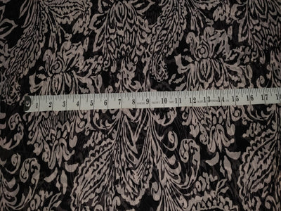 Silk chiffon printed  fabric black and egg shell 44" wide [12289]