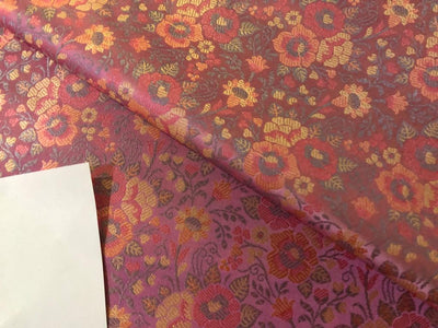 Silk Brocade fabric 44" wide Floral Jacquard available in 5 colors BRO 919 NAVY, GREEN ,DEEP BURGANDY,GOLD,RED[15714-15718]