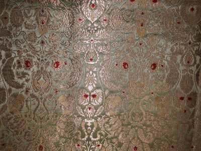 Brocade Heavy KING KHAB  Fabric  with white gold jacquard 44" wide available in 2 colors mint and silver blue BRO1077