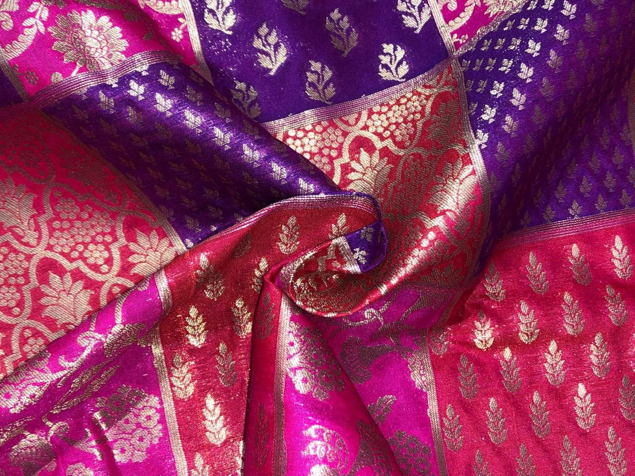 Silk Brocade fabric multi colors of  jacquard BRO1071 available in 8 different color combinations[BRO1071[]