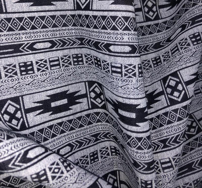 100% Cotton Denim Fabric 58" wide GREY/BLACK ABSRACT DESIGN [15576]