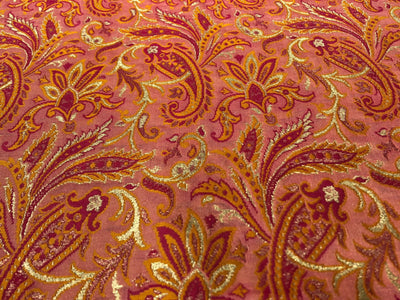 Silk Brocade fabric 44" floral, paisley with gold metallic jacquard available in 3 colors pink,peach,mango/mint green,pink,mango and silver grey,pink,mango BRO1058
