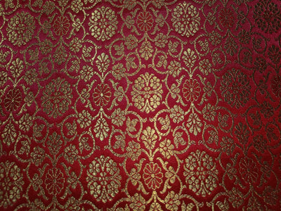 Brocade fabric FLORA,L with metallic gold 44" wide available in 3 colors BRO889 [green/watermelon red/blood red]