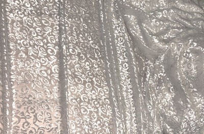 White Devore Viscose Burnout Velvet fabric ~ 44" wide available in 3 designs floral vines, abstract rose and floral [18291/92/93]