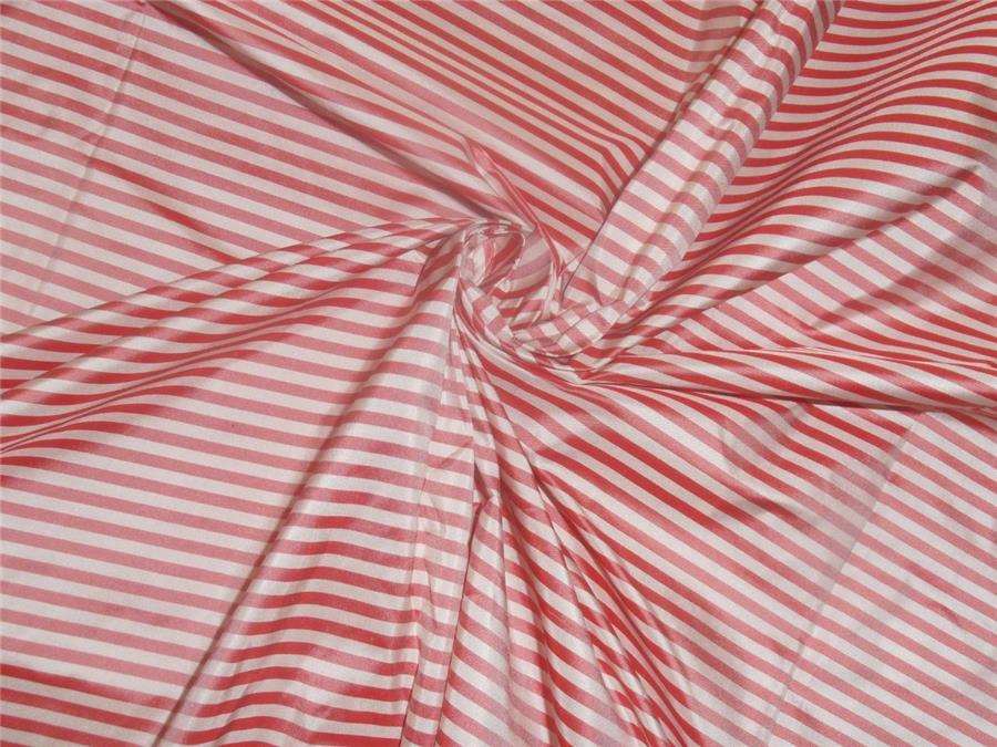 100 % Silk taffeta red and dark ivory colour 4mm stripe 54&quot;wide TAFS2