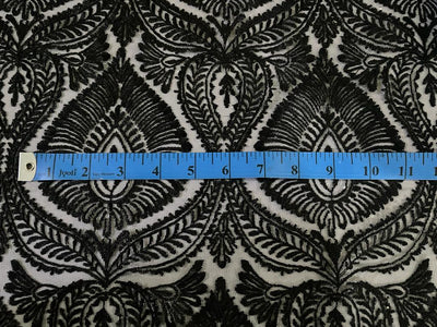 Beautiful Embroidery  LACE fabric BLACK 58" WIDE