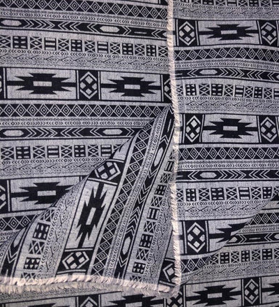 100% Cotton Denim Fabric 58" wide GREY/BLACK ABSRACT DESIGN [15576]
