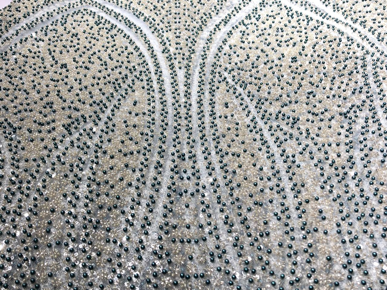 NET fabric with sequins and  pearls available in 2 colors black and white 56" wide [17807/08]