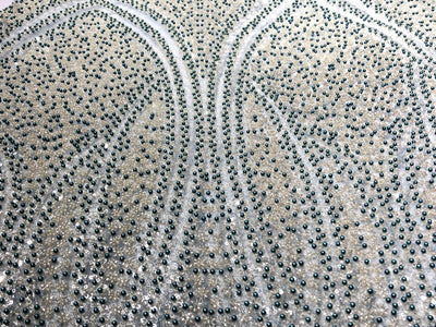 NET fabric with sequins and  pearls available in 2 colors black and white 56" wide [17807/08]