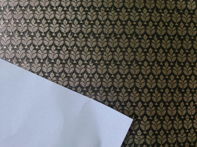 Silk Brocade FABRIC Black and Gold motif Color 44" WIDE BRO395[3]