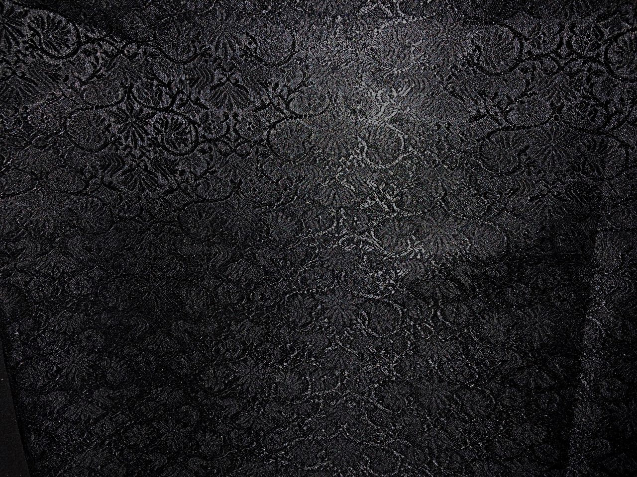 Silk Brocade fabric 56" jet black with self  floral jacquard BRO1057[4]