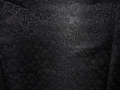 Silk Brocade fabric 56" jet black with self  floral jacquard BRO1057[4]