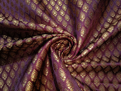Brocade fabric LEAF MOTIF with  metallic GOLD 44" wide available in 3 colors BRO889A [peacock green/wine/blood red]