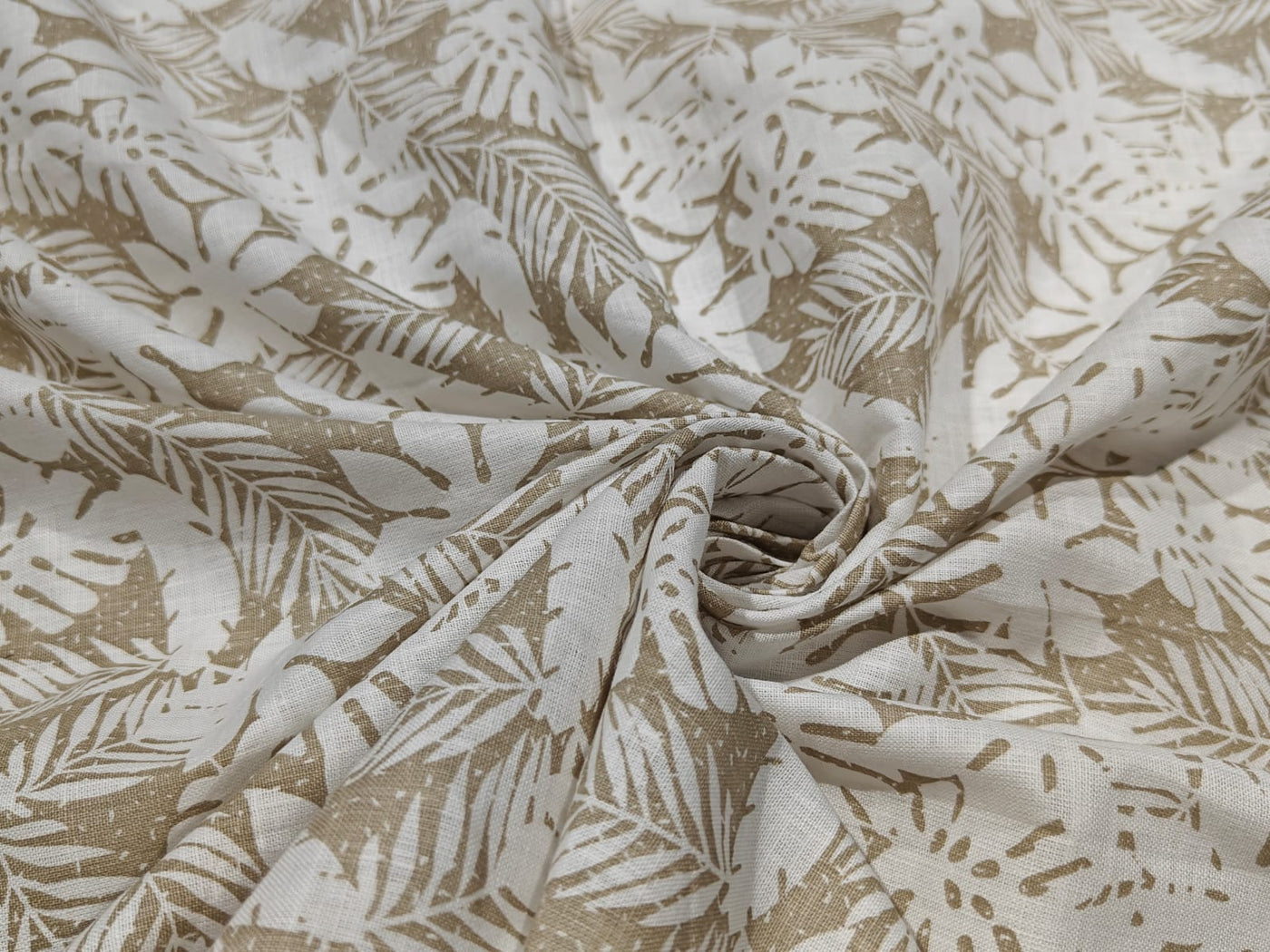 100% Linen  60 Lea Fabric abstract print ivory and beige 58" wide amazing for shirting and summer wear [17144]