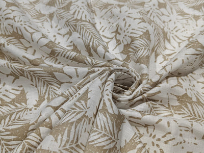100% Linen  60 Lea Fabric abstract print ivory and beige 58" wide amazing for shirting and summer wear [17144]