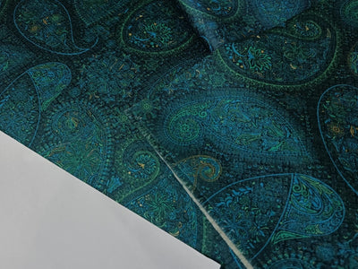 Brocade fabric peacock blue and green paisley color 58" wide BRO892[4]