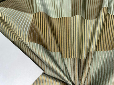 Silk Taffeta Blue/ gold and brown Plaids Fabric TafC57[1] 54&quot; wide