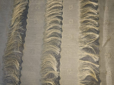 SILK ORGANZA JACQUARD FABRIC with stripes of flower motif and tassels available in 3 colors15369/70/71]
