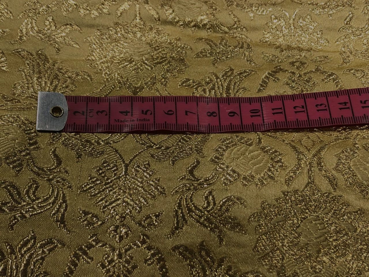 Silk Brocade fabric gold color with metallic gold jacquard 44" wide BRO931[5]