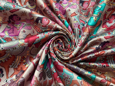 Modal Satin Digital Foil Print 44" available in 3 prints Indian classic ,grey floral and snake skin floral [18607/08/09]