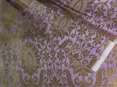Silk Brocade fabric 44" wide with metallic gold jacquard  lilac color BRO805(2)NEW/BRO825[2]