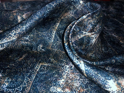 Silk Brocade fabric  TEAL ABSTRACT  Jacquard with subtle sequence 54" wide BRO942[4] option of buying a matching solid too .