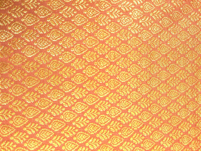 Silk Brocade fabric peach with subtle gold metallic  intricate jacquard 44" wide BRO1097[3]