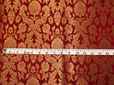 Silk Brocade fabric with beautiful gold  jacquard available in 3 colors teal ,red and mulberry BRO1075