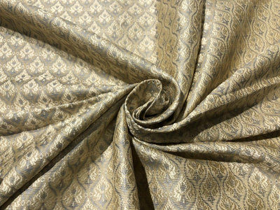 Silk Brocade fabric  gold,cream and grey motifs jacquard  BRO1001[1]