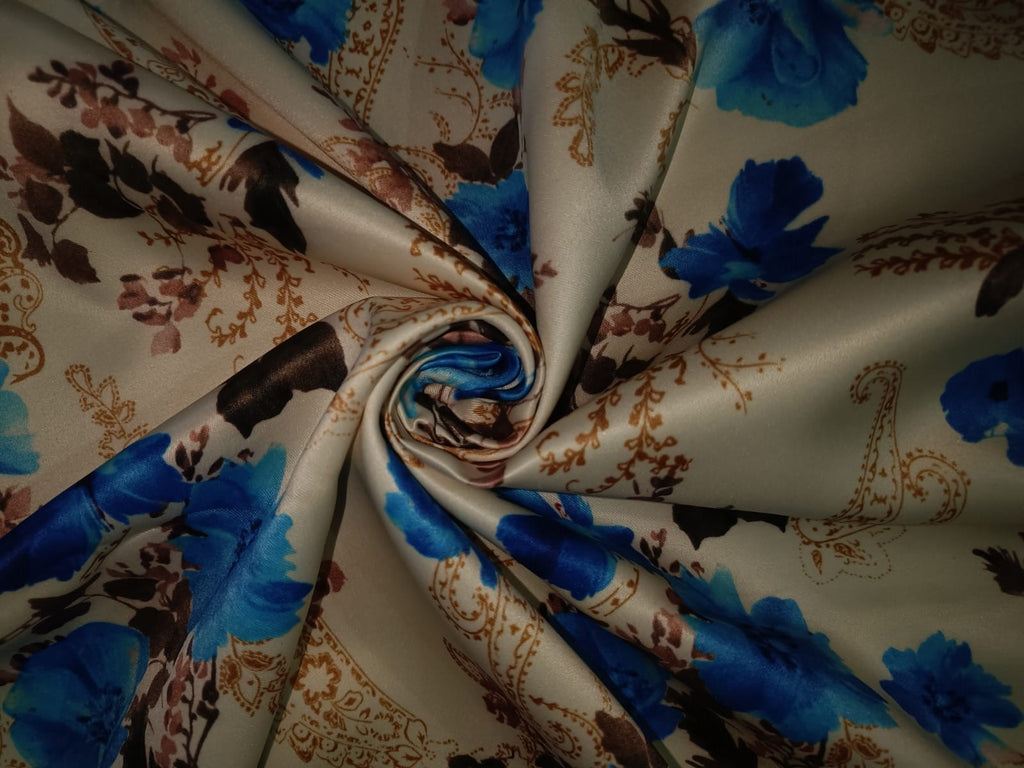 100% COTTON SATIN floral print 58" wide available in two colors red and blue[14003/04]