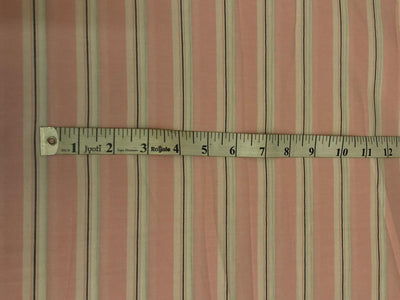 100% Cotton Poplin pastel pink/white and black stripes running horizontal  [18688]