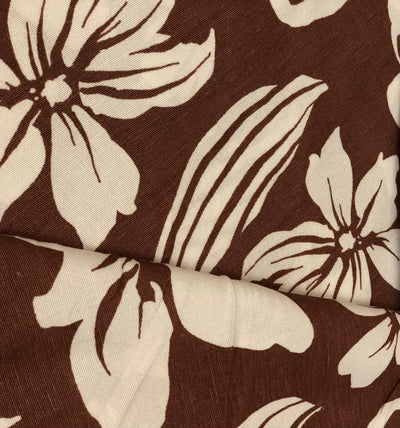 Linen Print Brown floral print [18554]