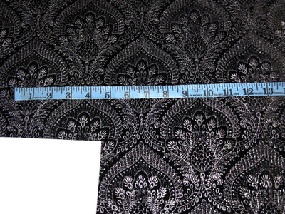 Brocade Velvet Embroidered fabric black color 44" wide 5 DESIGNS BRO866[4] BLACK AND SILVER BRO866[3] BLACK AND GOLD BRO936[1] BLACK AND SUBTLE GOLD JACQUARD BRO936[2] BLACK AND SUBTLE SILVER JACQUARD BRO936[3] JET BLACK JACQUARD