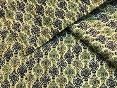 Silk Brocade fabric floral motifs available in 2 colors yellow and green 58" wide BRO1094[1/2]
