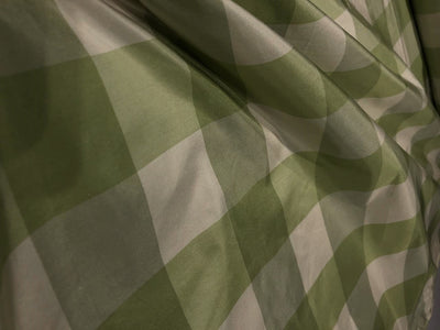 Silk taffeta green / ivory  2" X 2" plaids 54" wide  TAFNEWC4[3]