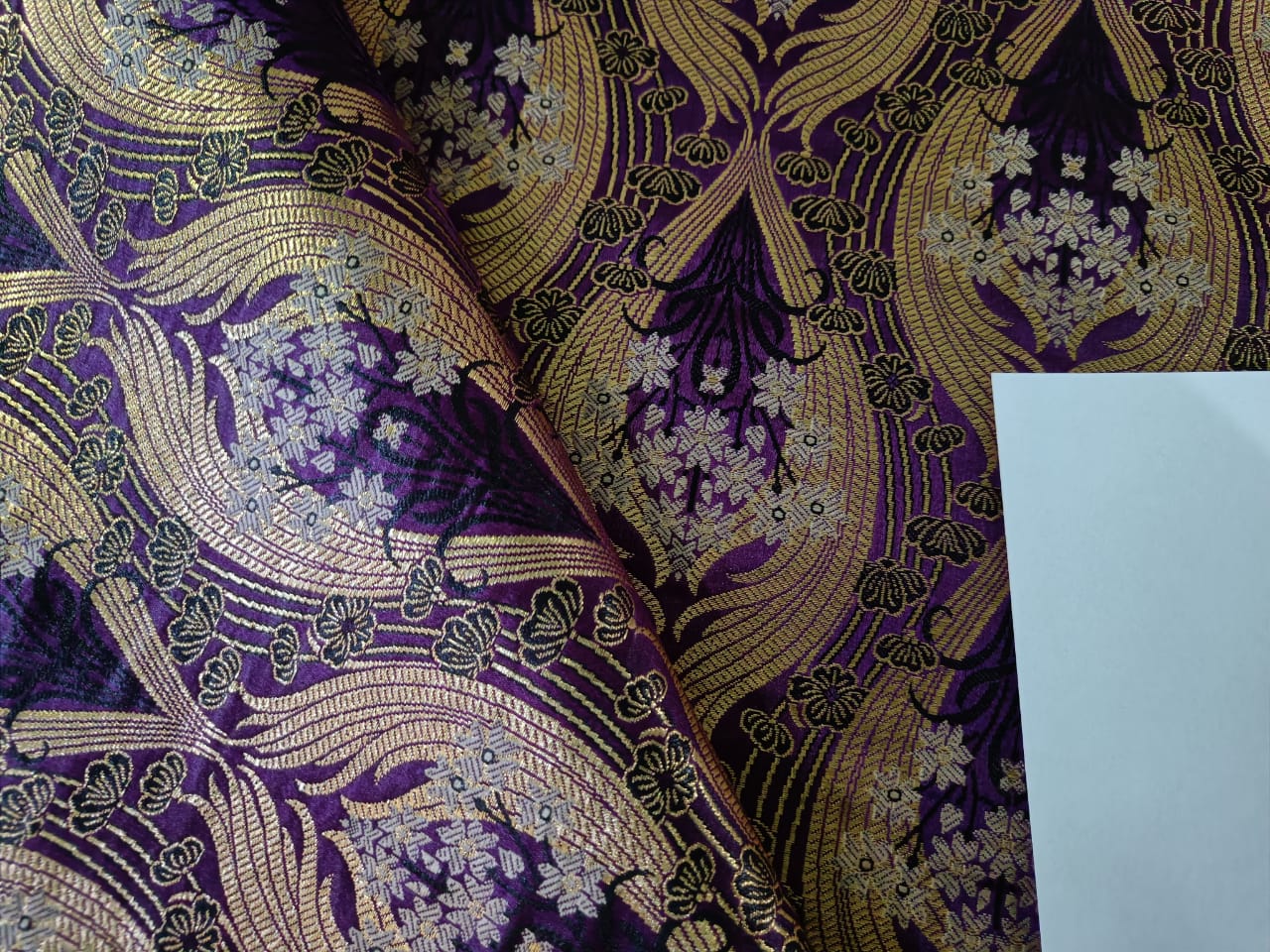 Silk Brocade fabric AUBERGINE AND METALIC GOLD COLOR 44" wide BRO897[6]