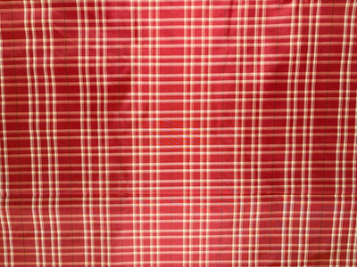 Silk Taffeta Fabric coral ivory plaids 54” Wide (TAFC71)