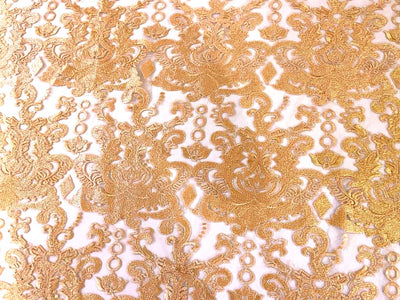 Beautiful Embroidery  LACE fabric BRIGHT GOLD  58" WIDE [15041]