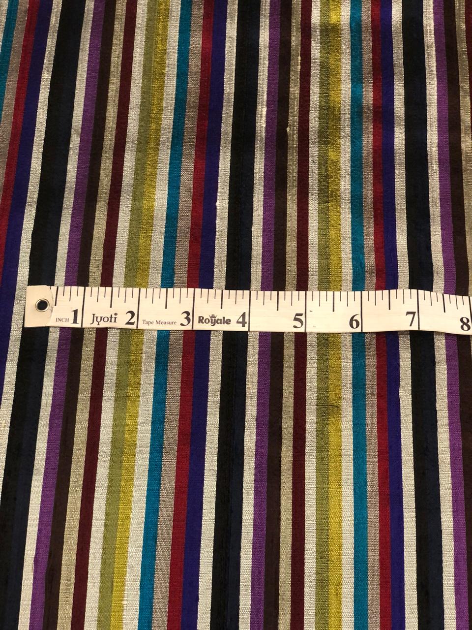 100% Pure Silk dupion  multi color stripe 52" wide DUPS73[1]