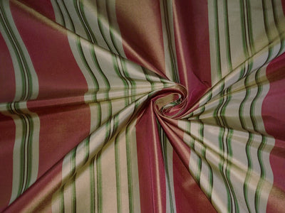 100% Silk tafetta stripe salmon,green and golden cream [tafnews28roll