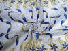 LACE: Rich Chemical Lace Ivory, Blue and Metallic gold Fabric 36"