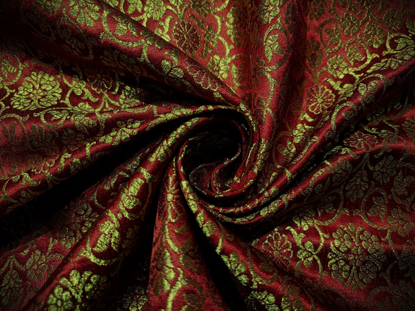 Brocade fabric FLORA,L with metallic gold 44" wide available in 3 colors BRO889 [green/watermelon red/blood red]