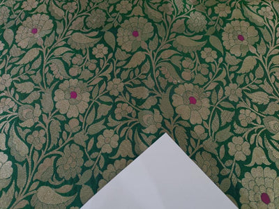 Silk Brocade fabric 44" wide BRO884 available in 4 colors [RED GREEN ORANGE X PINK ORANGE]