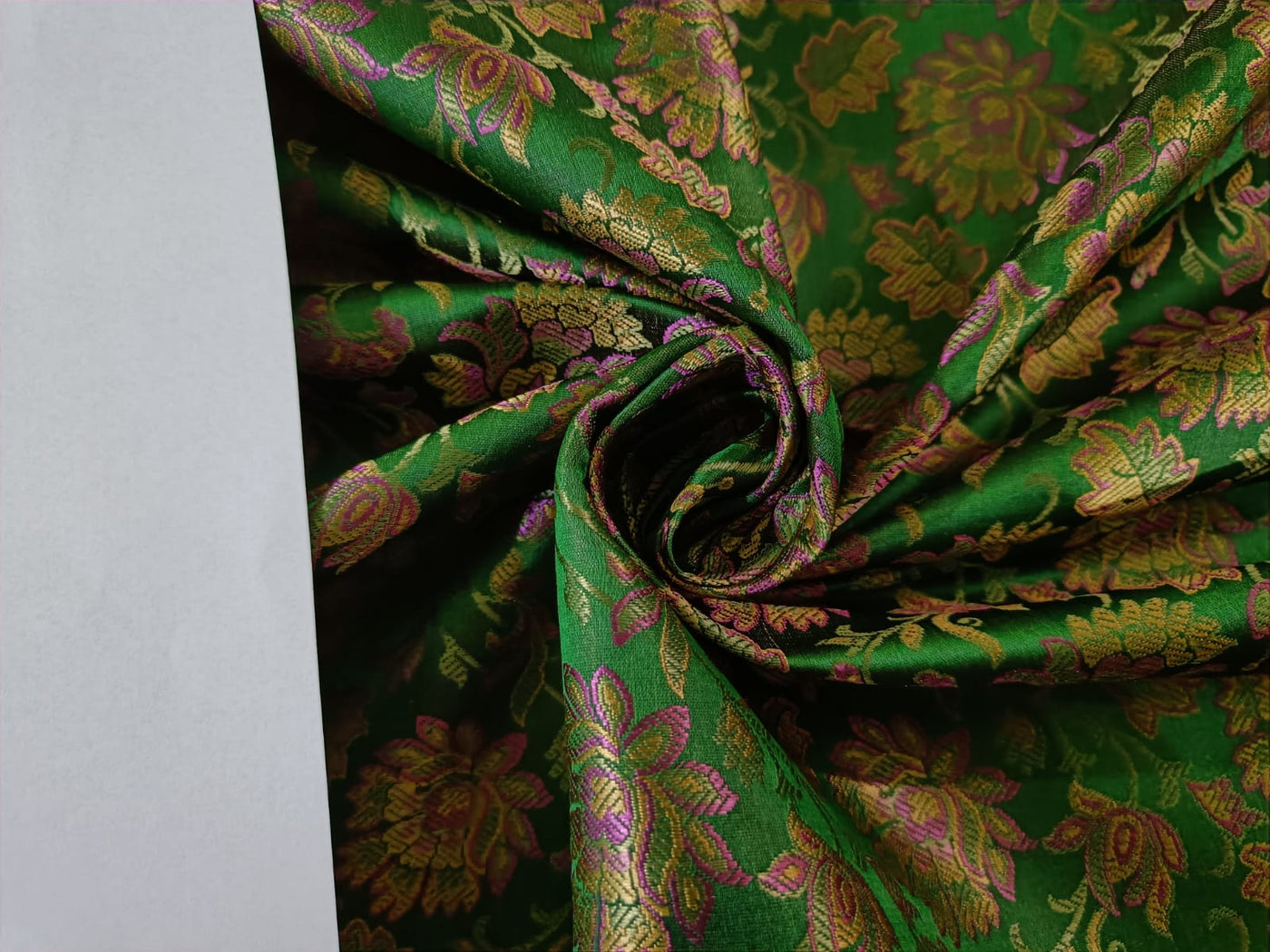 Silk Brocade fabric 44" wide available in 4 colors coral, burgundy ,green and nude BRO897