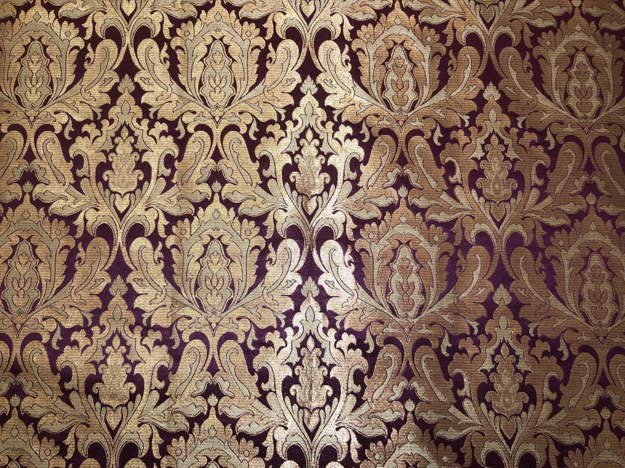 Silk Brocade fabric king khab WINE X METALIC GOLD 44" wide BRO1086[3]