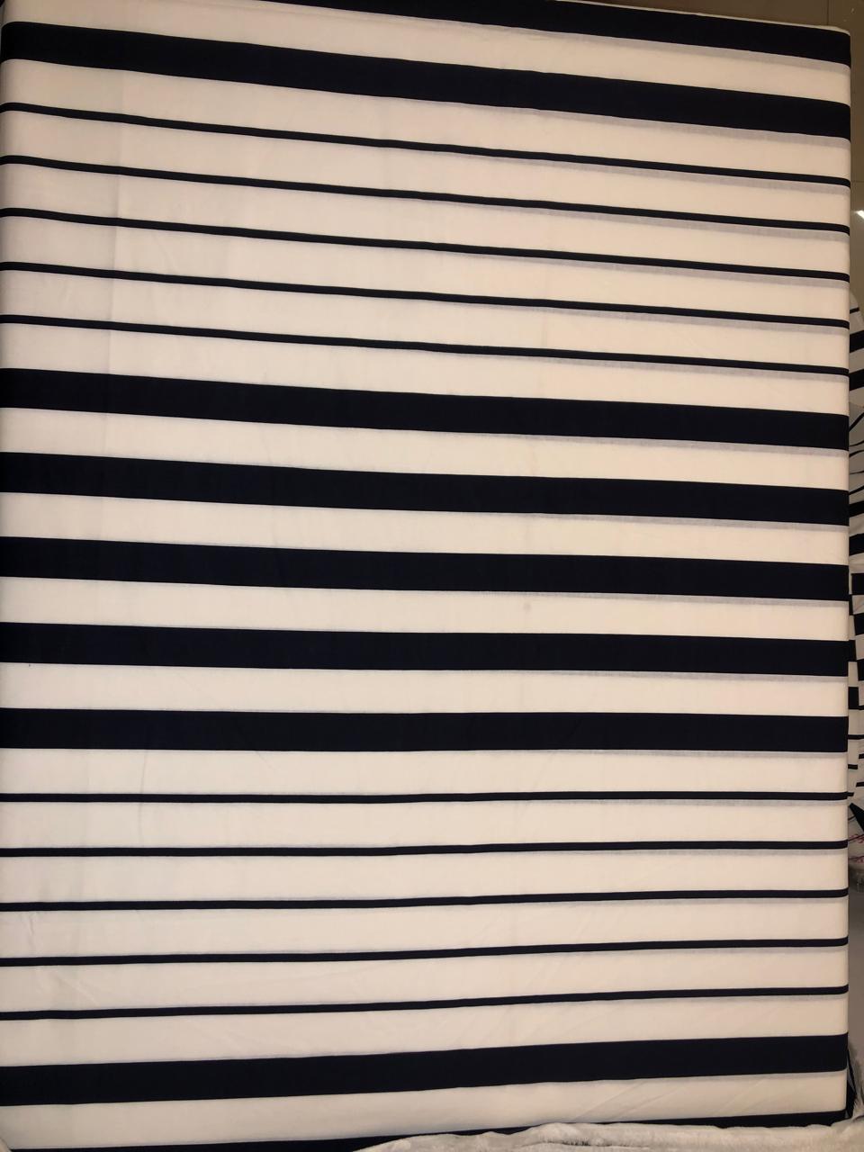100% Cotton Poplin black white stripe  53" wide [18487]