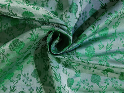 Silk Brocade fabric Pastel Sea Green Color 44" wide BRO249[6]
